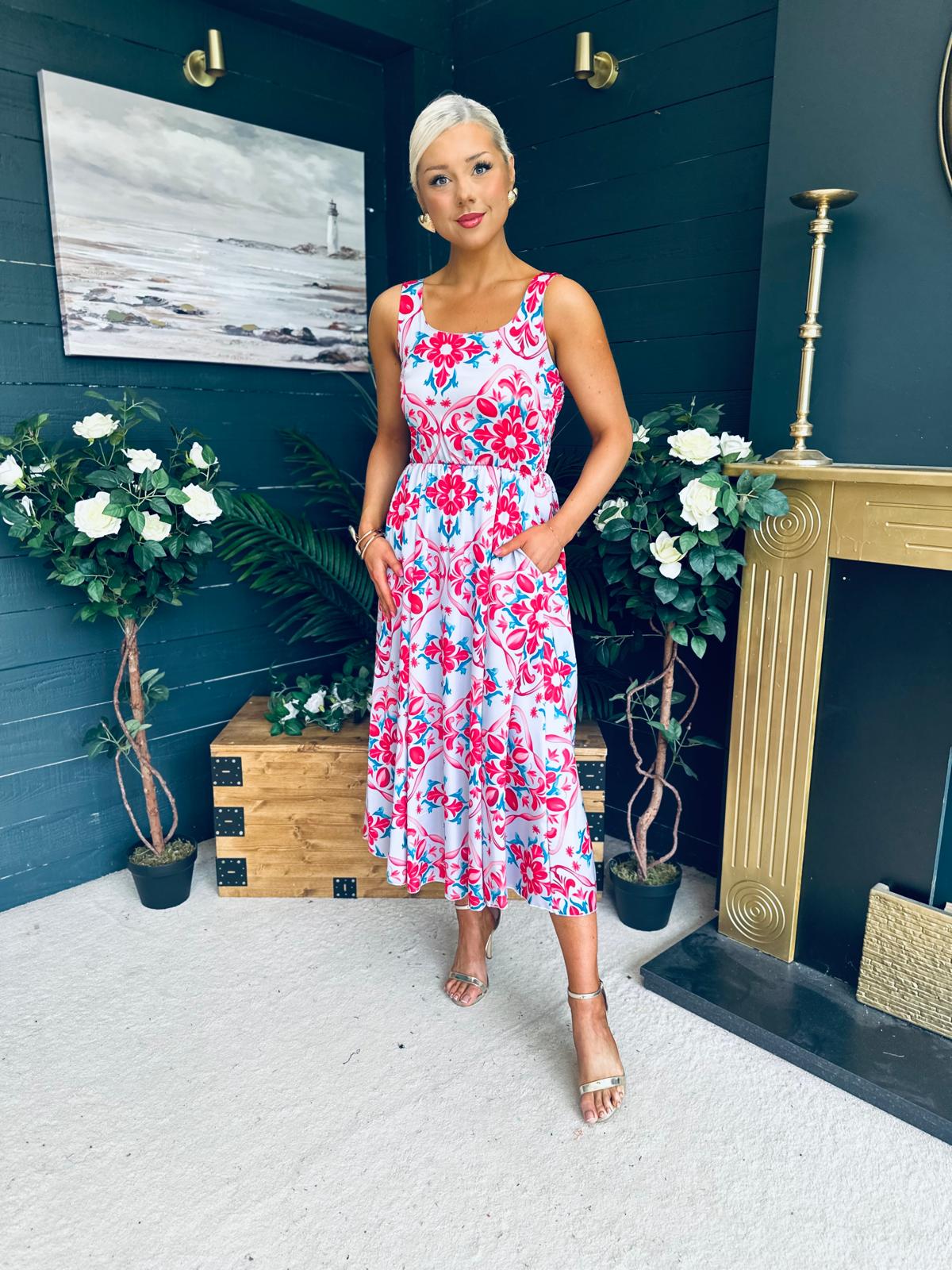 Alice Square Neck Midi Dress Pastel