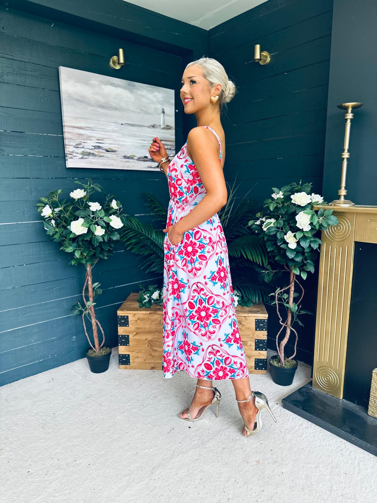 Alice Square Neck Midi Dress Pastel