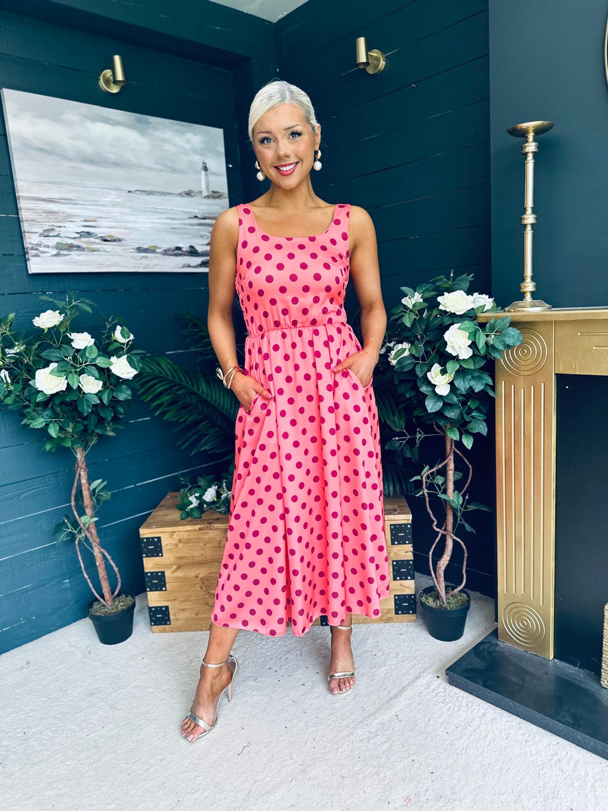 Alice Square Neck Midi Dress Peach