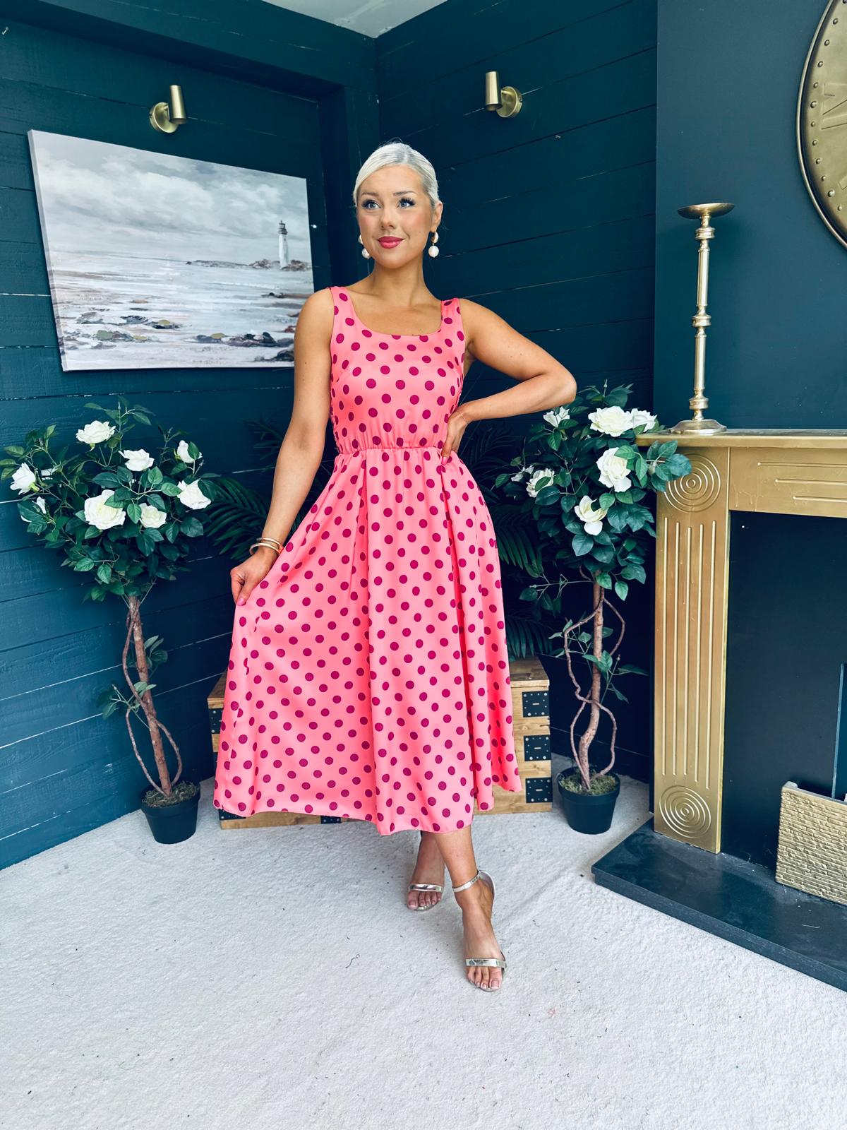 Alice Square Neck Midi Dress Peach