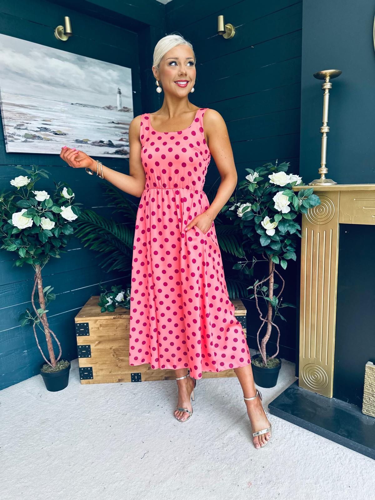 Alice Square Neck Midi Dress Peach