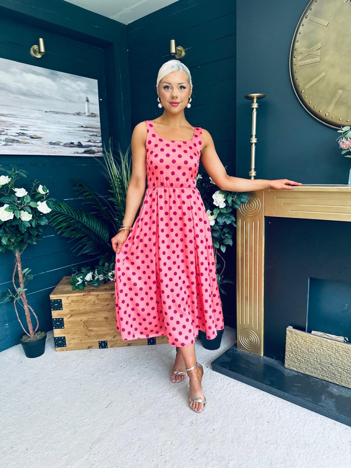 Alice Square Neck Midi Dress Peach