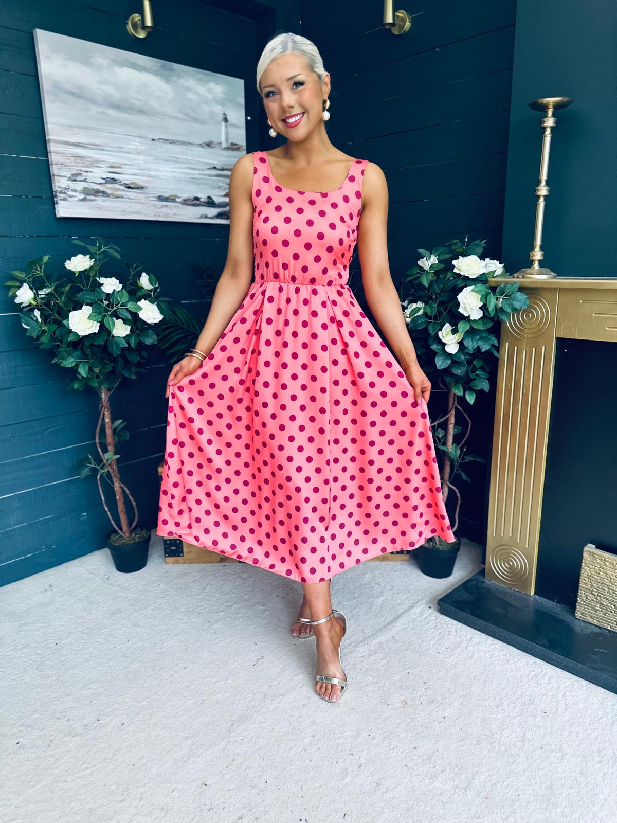 Alice Square Neck Midi Dress Peach