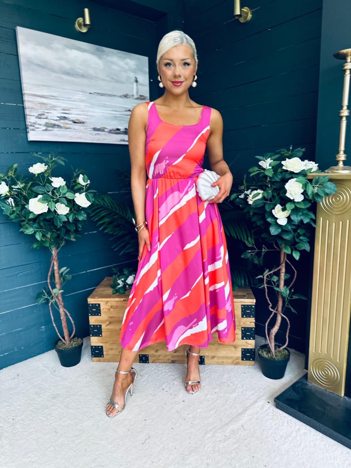 Alice Square Neck Midi Dress Purple