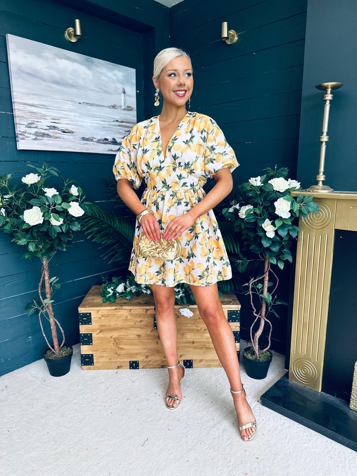 Trina Printed Mini Shirt Dress Yellow