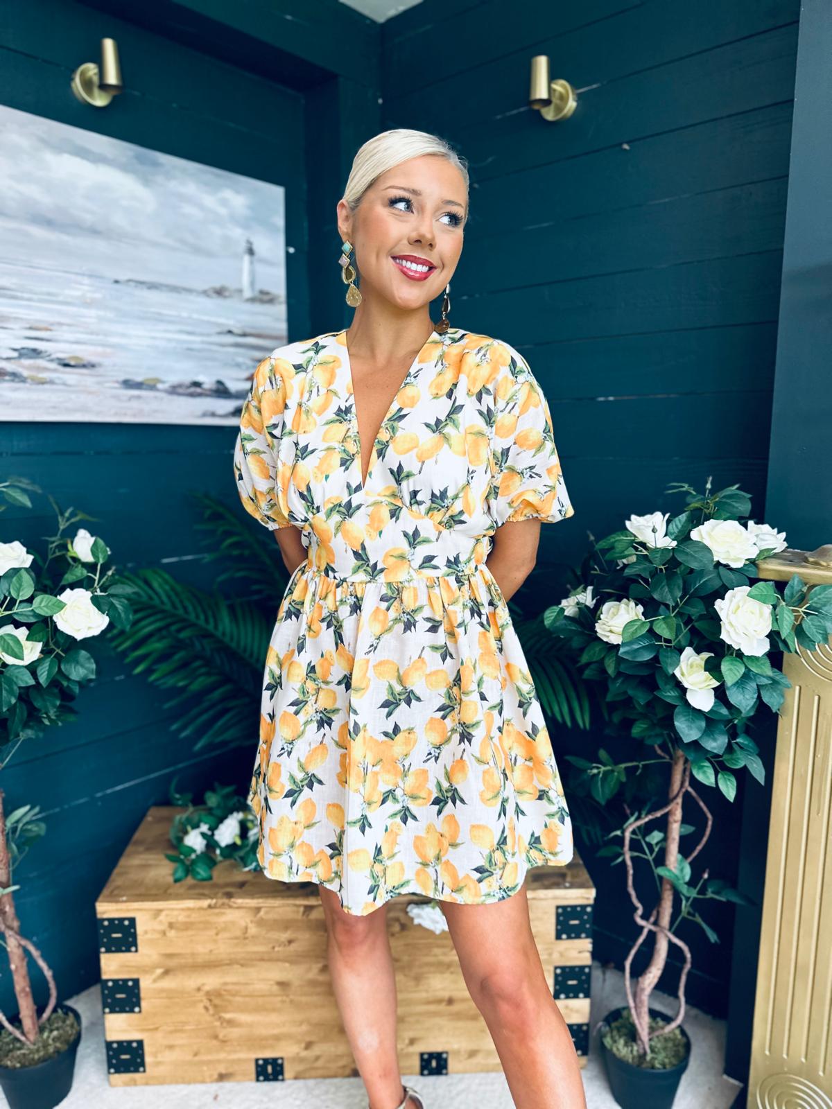 Trina Printed Mini Shirt Dress Yellow