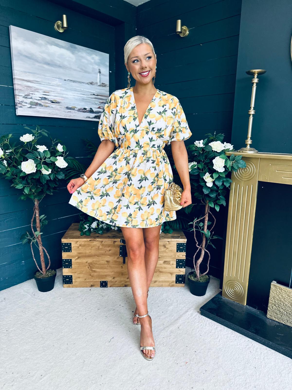 Trina Printed Mini Shirt Dress Yellow