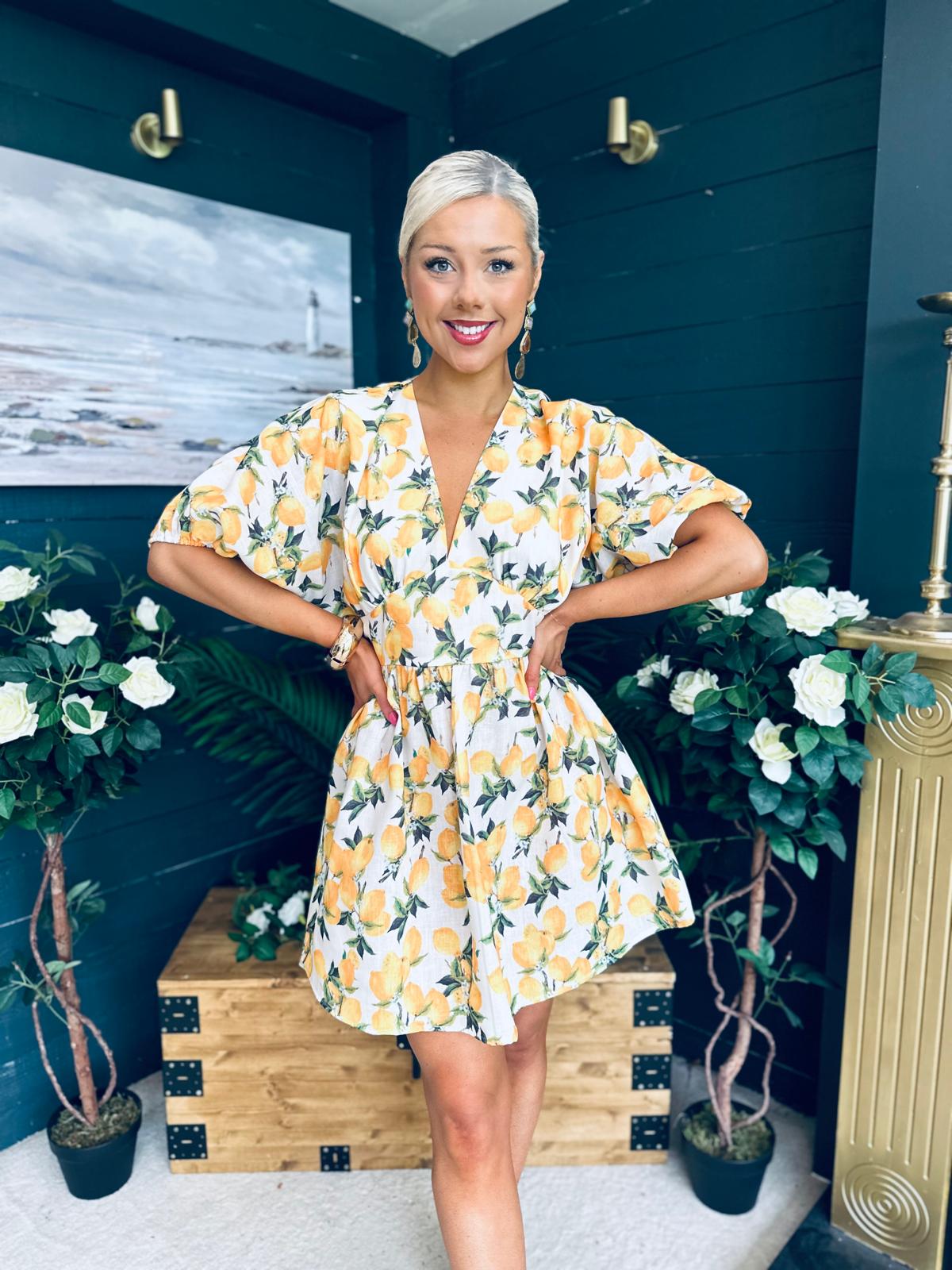 Trina Printed Mini Shirt Dress Yellow
