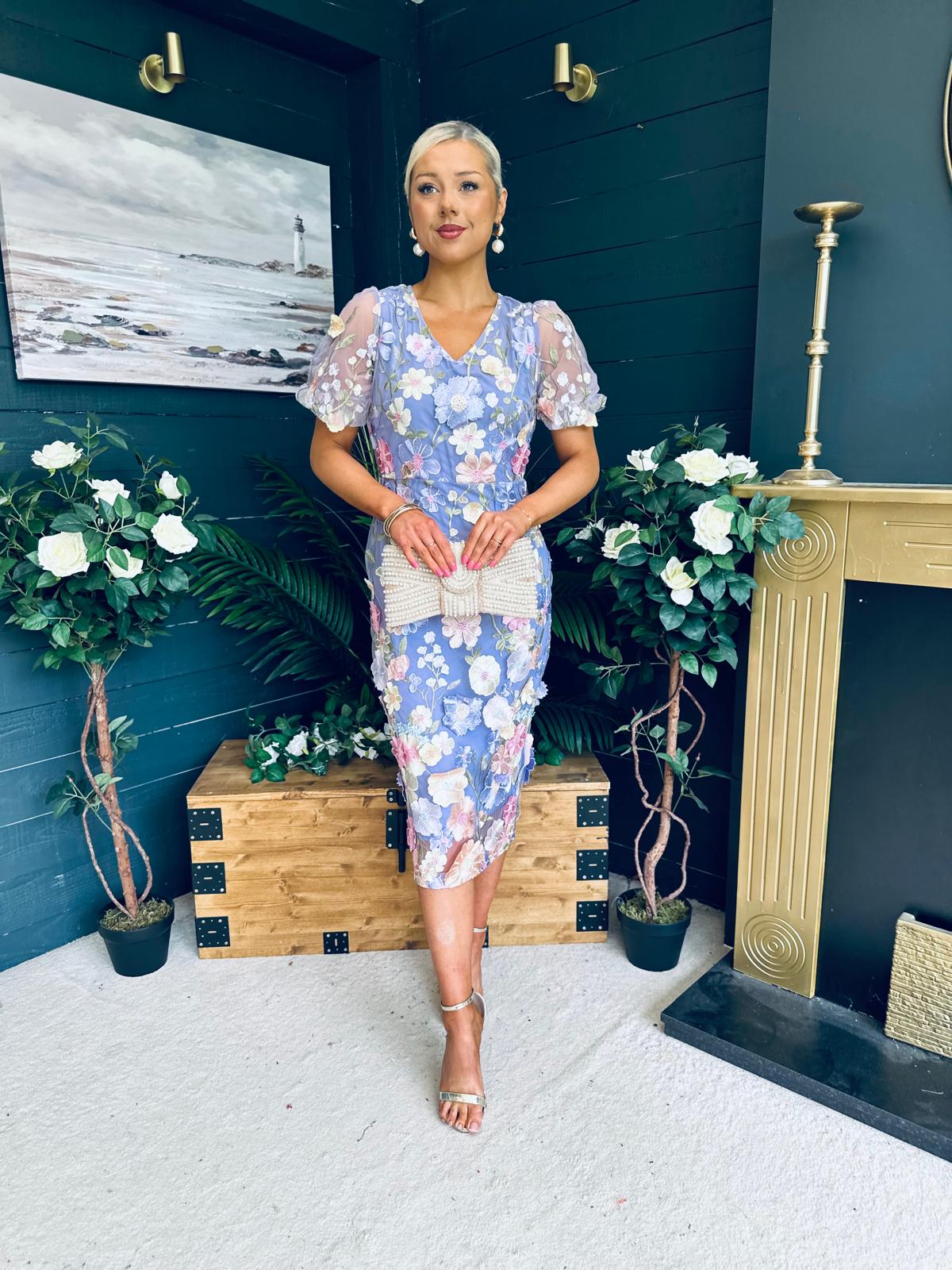 Mandy Embellished Occasion Dress Lilac