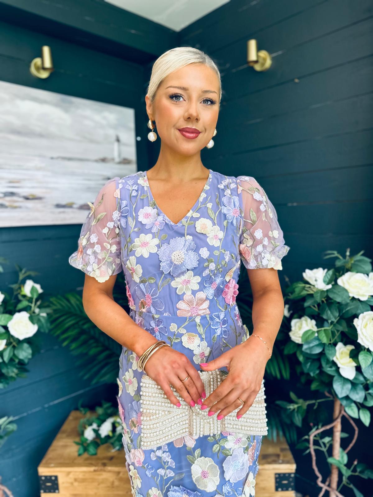 Mandy Embellished Occasion Dress Lilac