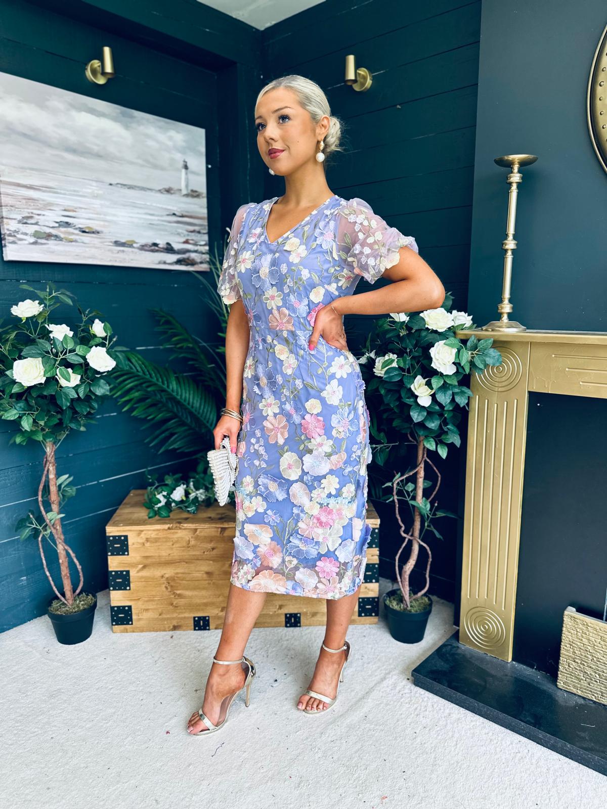 Mandy Embellished Occasion Dress Lilac