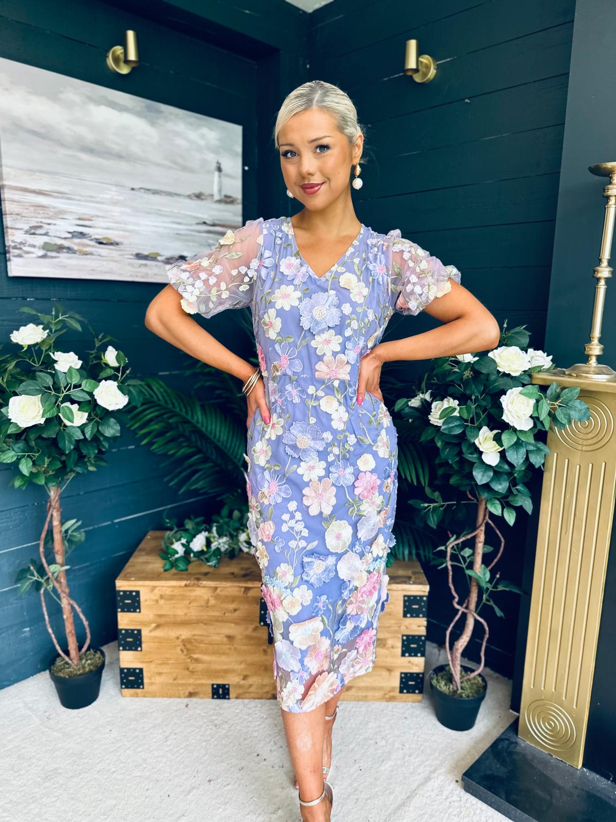 Mandy Embellished Occasion Dress Lilac