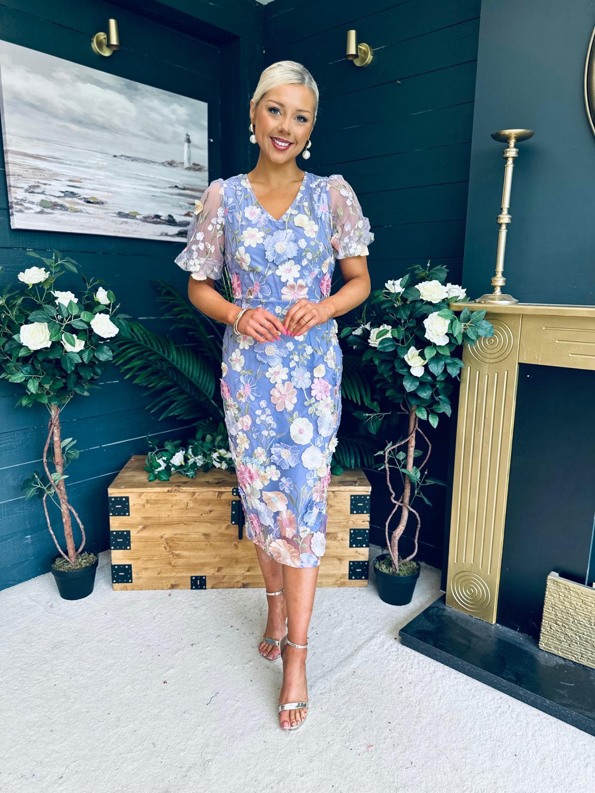 Mandy Embellished Occasion Dress Lilac