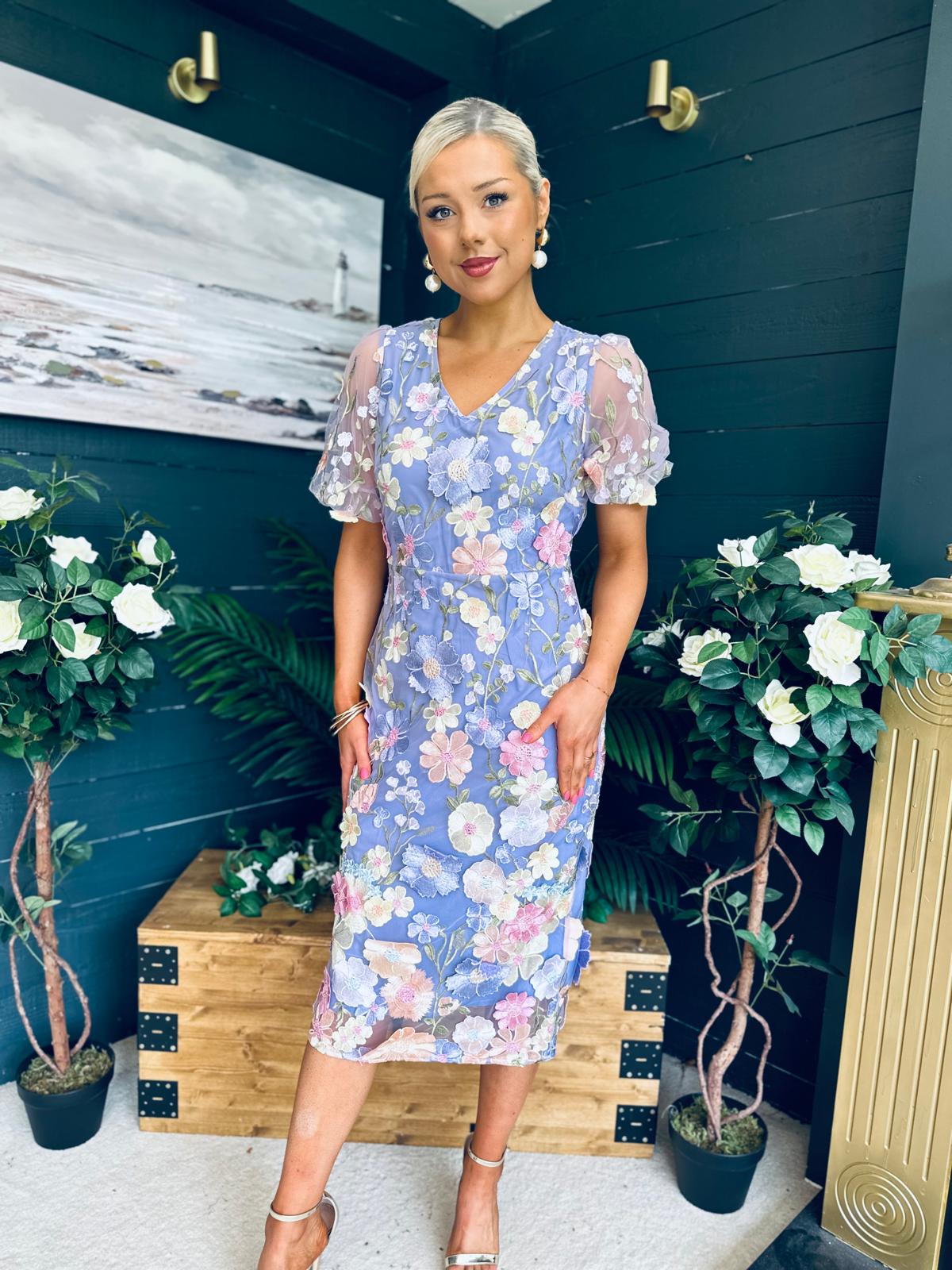 Mandy Embellished Occasion Dress Lilac