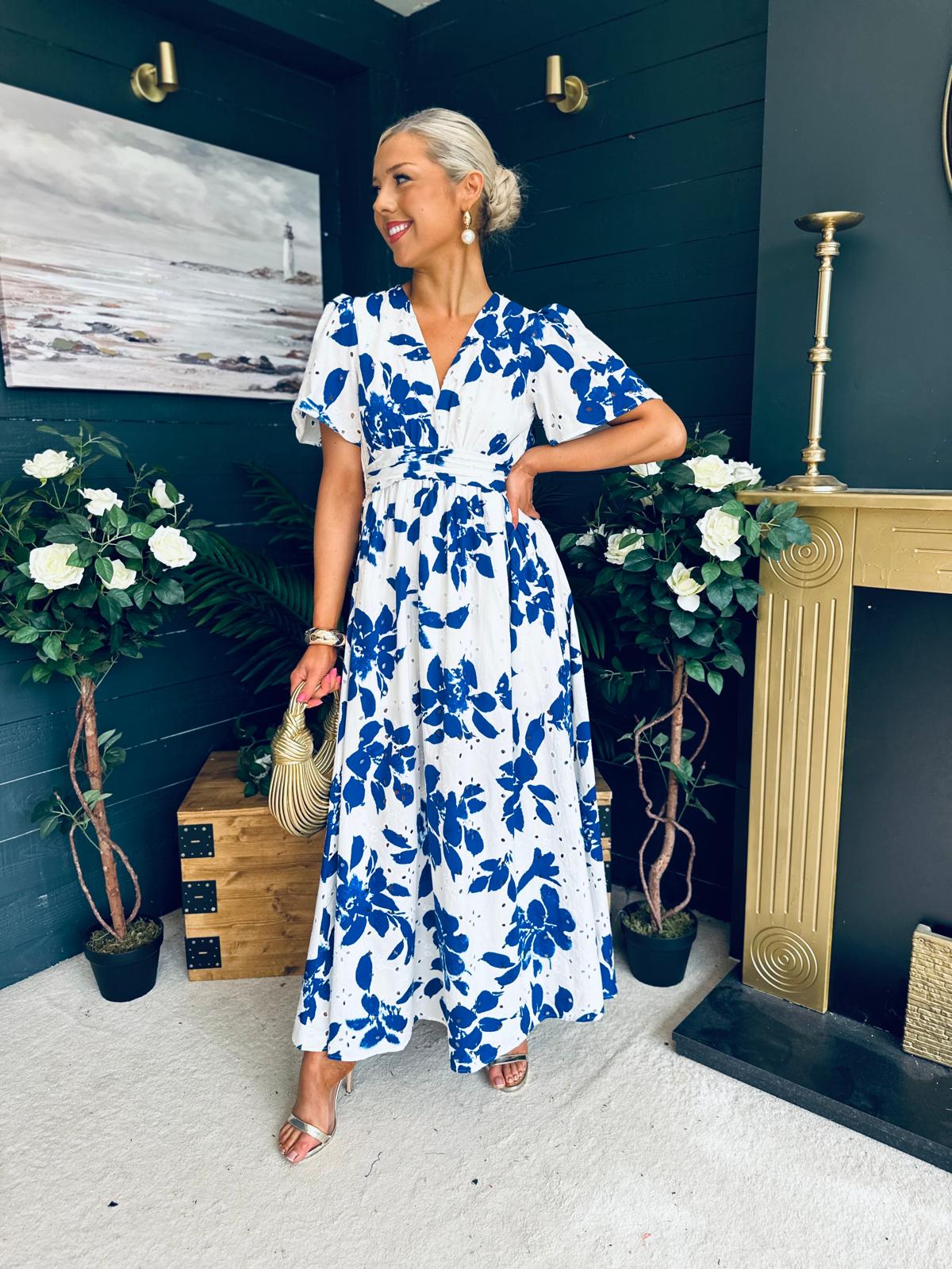 Stephie Detailed Midi Dress Cobalt