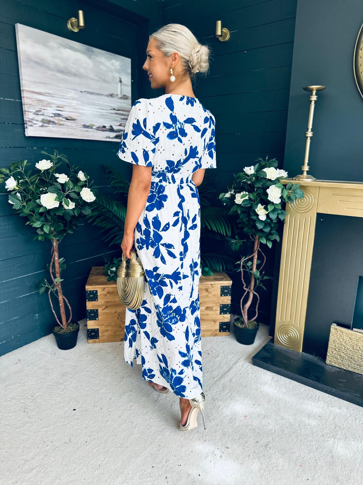 Stephie Detailed Midi Dress Cobalt