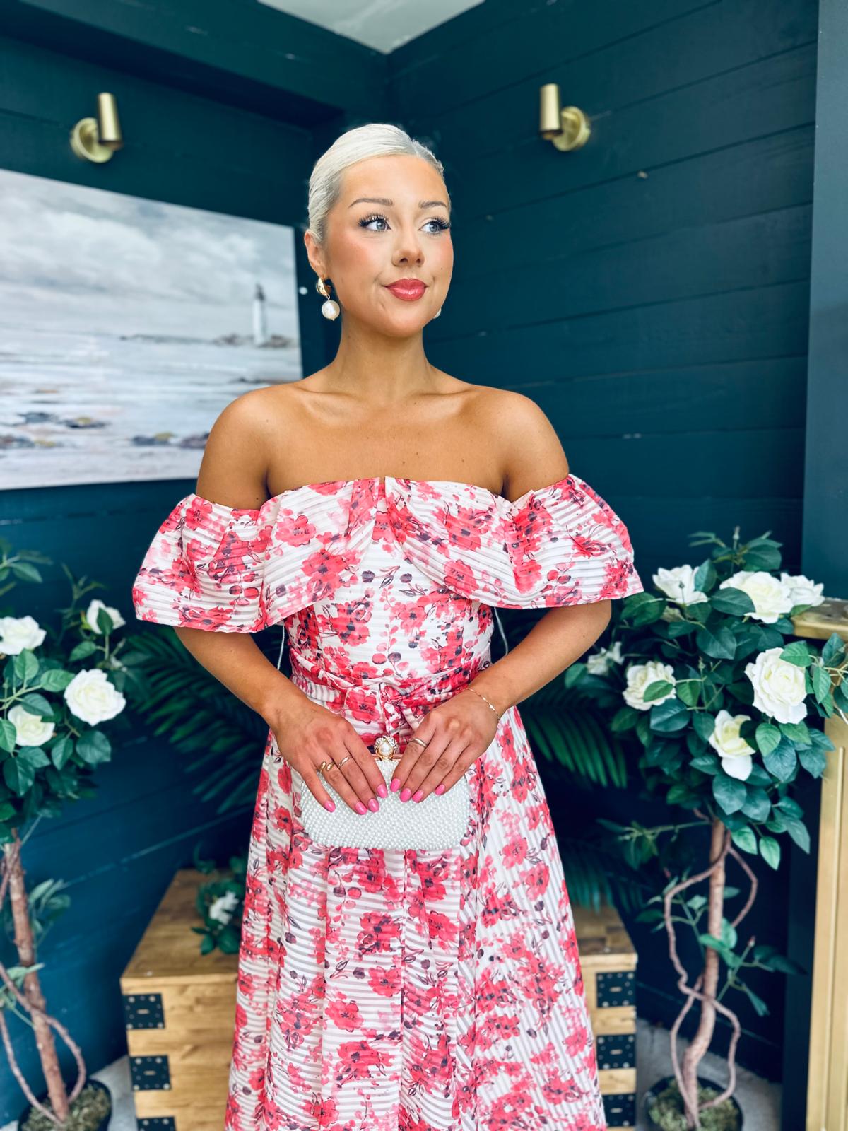 Samantha Bardot Occasion Dress Rouge