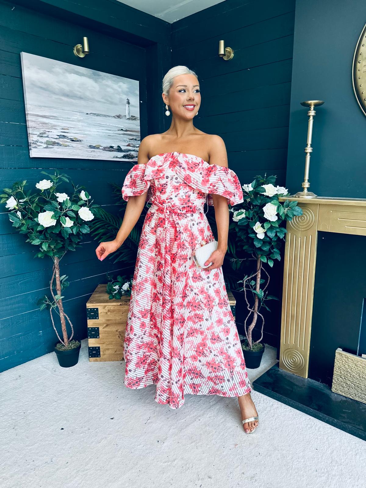 Samantha Bardot Occasion Dress Rouge