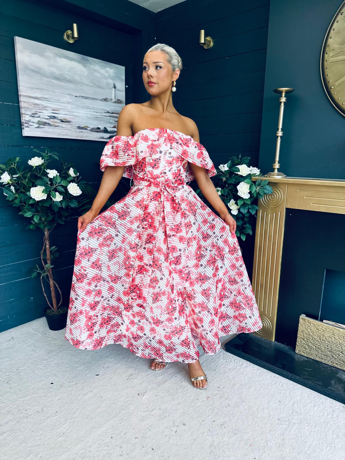 Samantha Bardot Occasion Dress Rouge