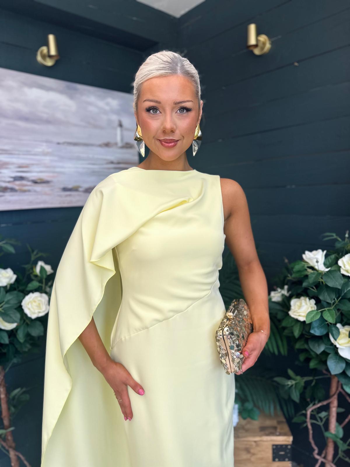 Hudson Cape Detail Occasion Dress Yellow