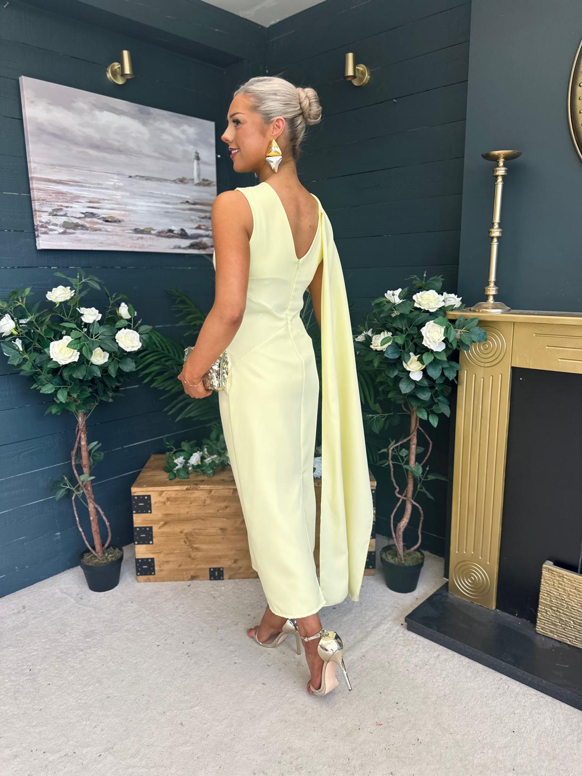 Hudson Cape Detail Occasion Dress Yellow
