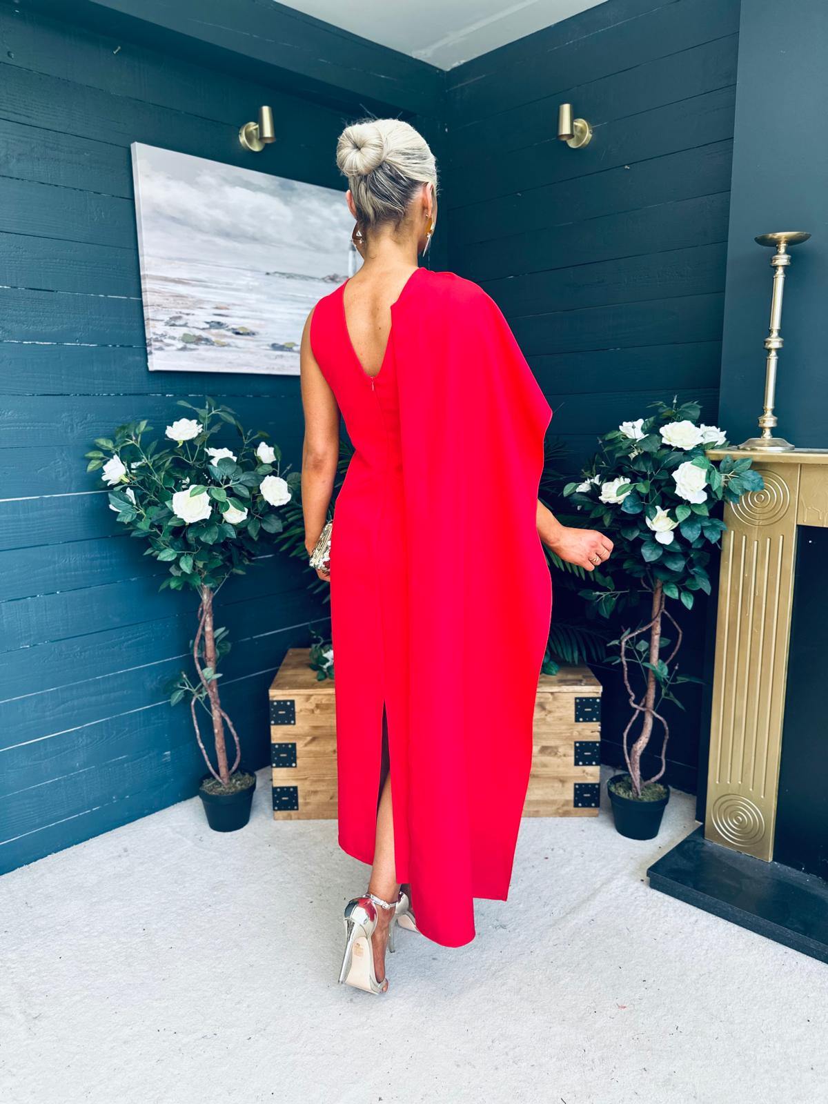 Hudson Cape Detail Occasion Dress Red