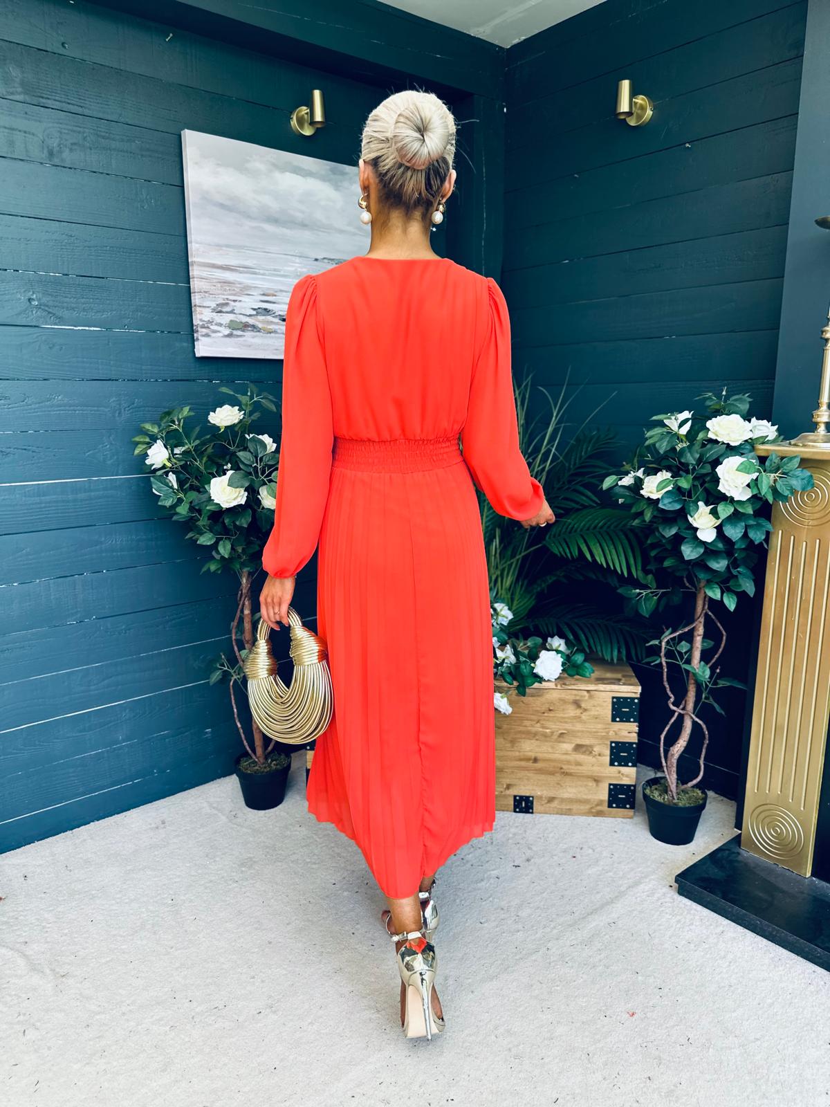 Blaire Banded Midi Dress Orange