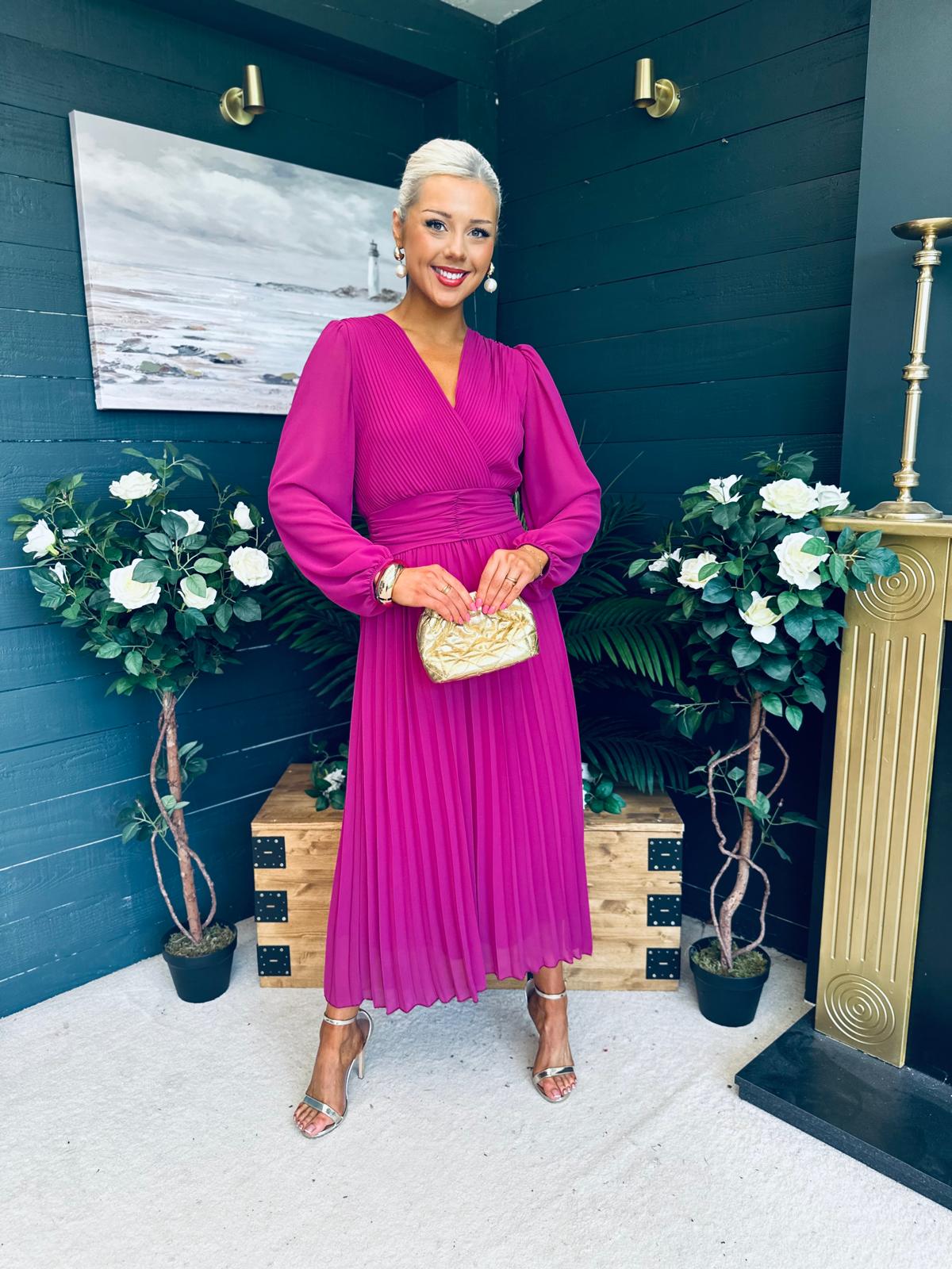 Blaire Banded Midi Dress Berry Pre Order Arriving 10 May