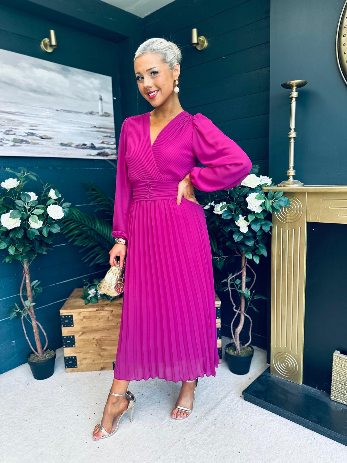Blaire Banded Midi Dress Berry Pre Order Arriving 10 May