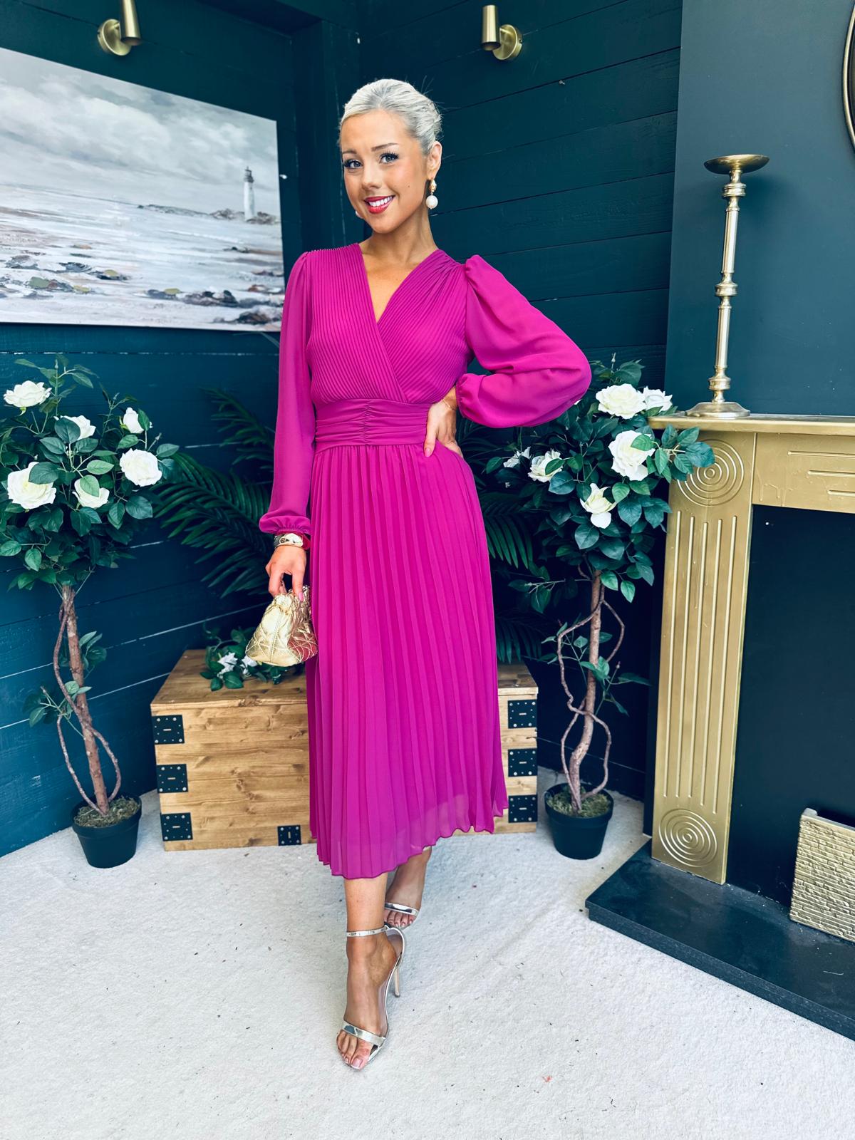 Blaire Banded Midi Dress Berry Pre Order Arriving 10 May