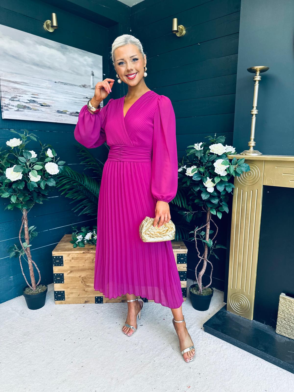 Blaire Banded Midi Dress Berry Pre Order Arriving 10 May