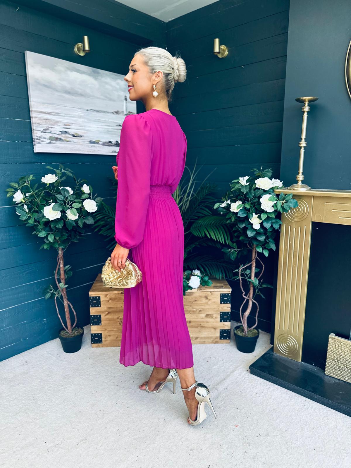 Blaire Banded Midi Dress Berry Pre Order Arriving 10 May