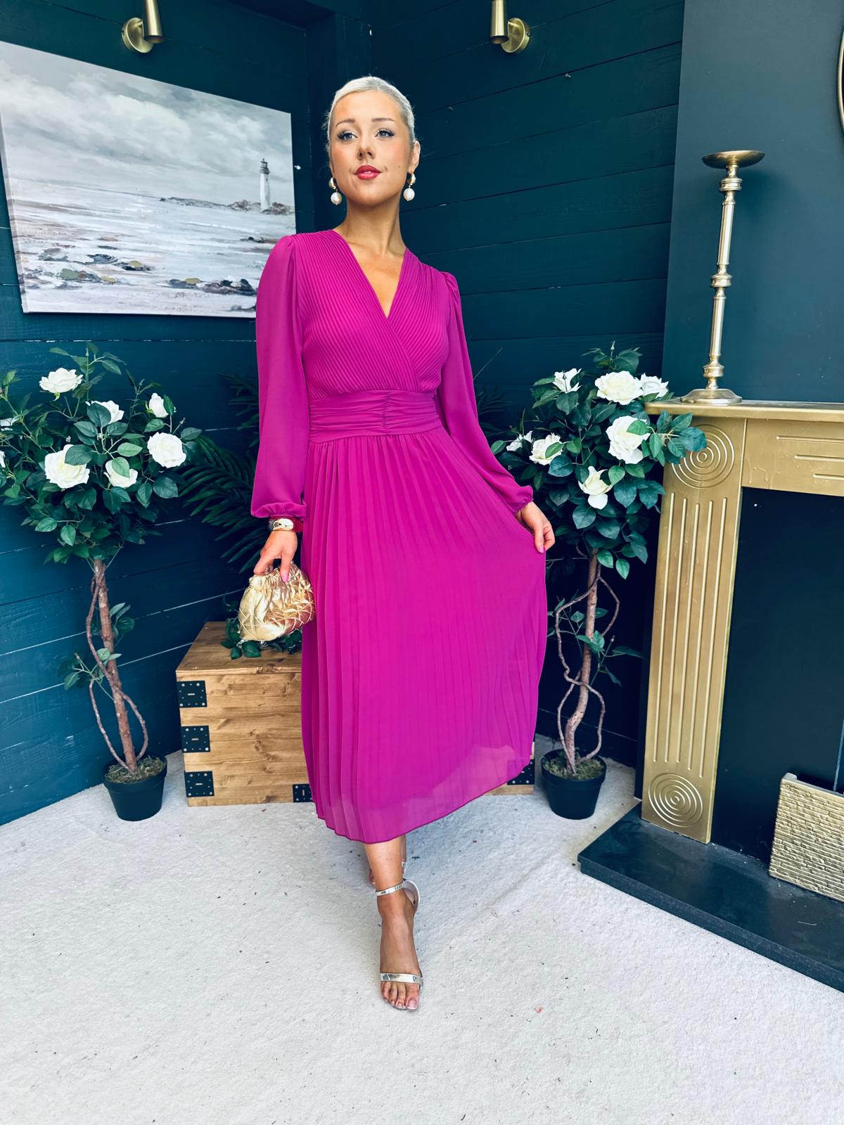 Blaire Banded Midi Dress Berry Pre Order Arriving 10 May