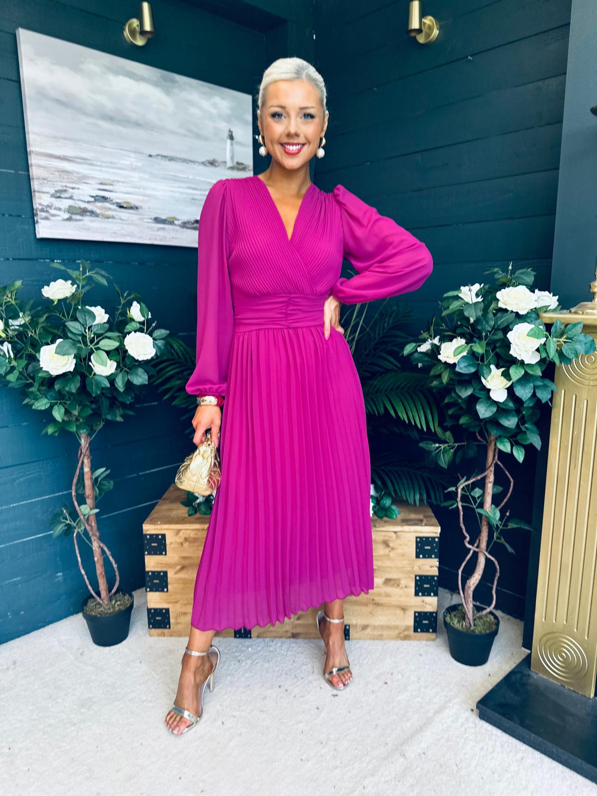 Blaire Banded Midi Dress Berry Pre Order Arriving 10 May