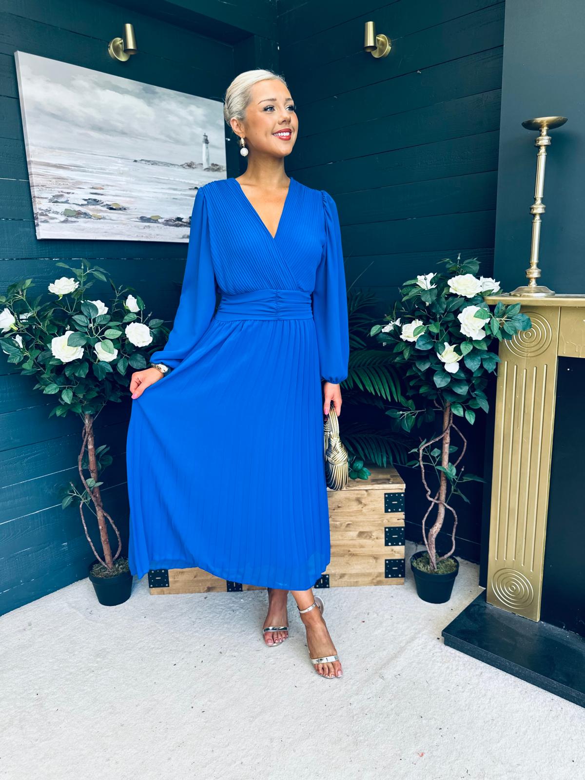 Blaire Banded Midi Dress Cobalt