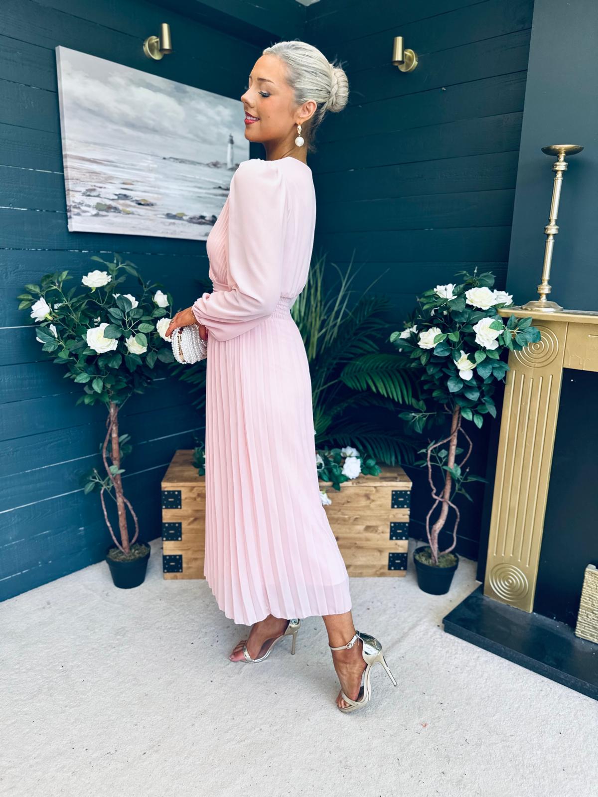 Blaire Banded Midi Dress Baby Pink