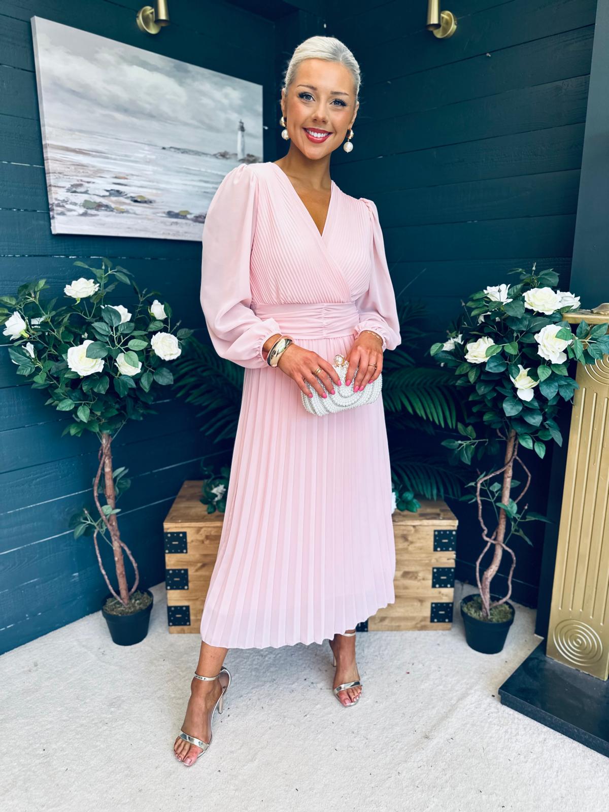 Blaire Banded Midi Dress Baby Pink