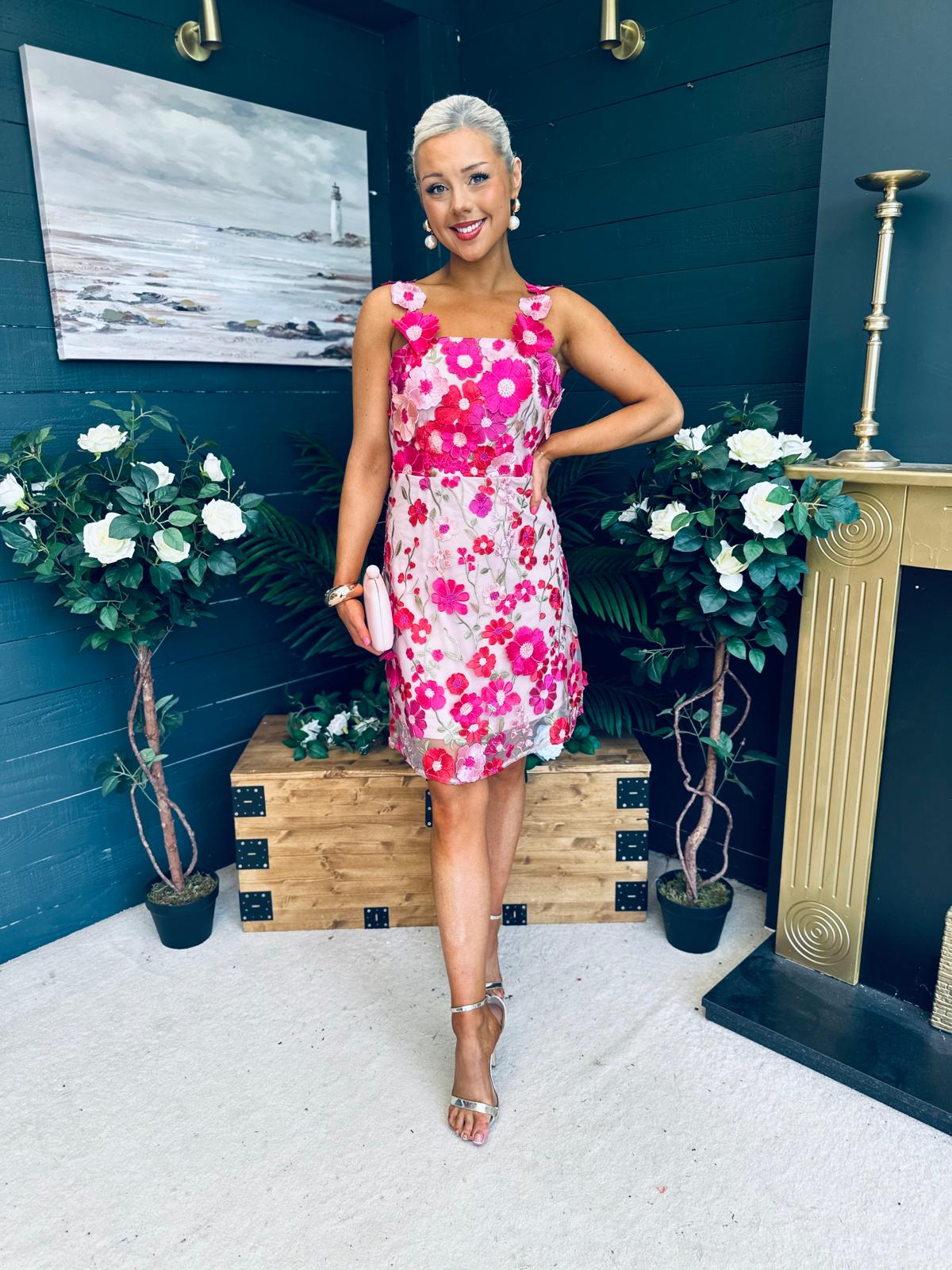 Hayley Embellished Occasion Mini Dress Pink