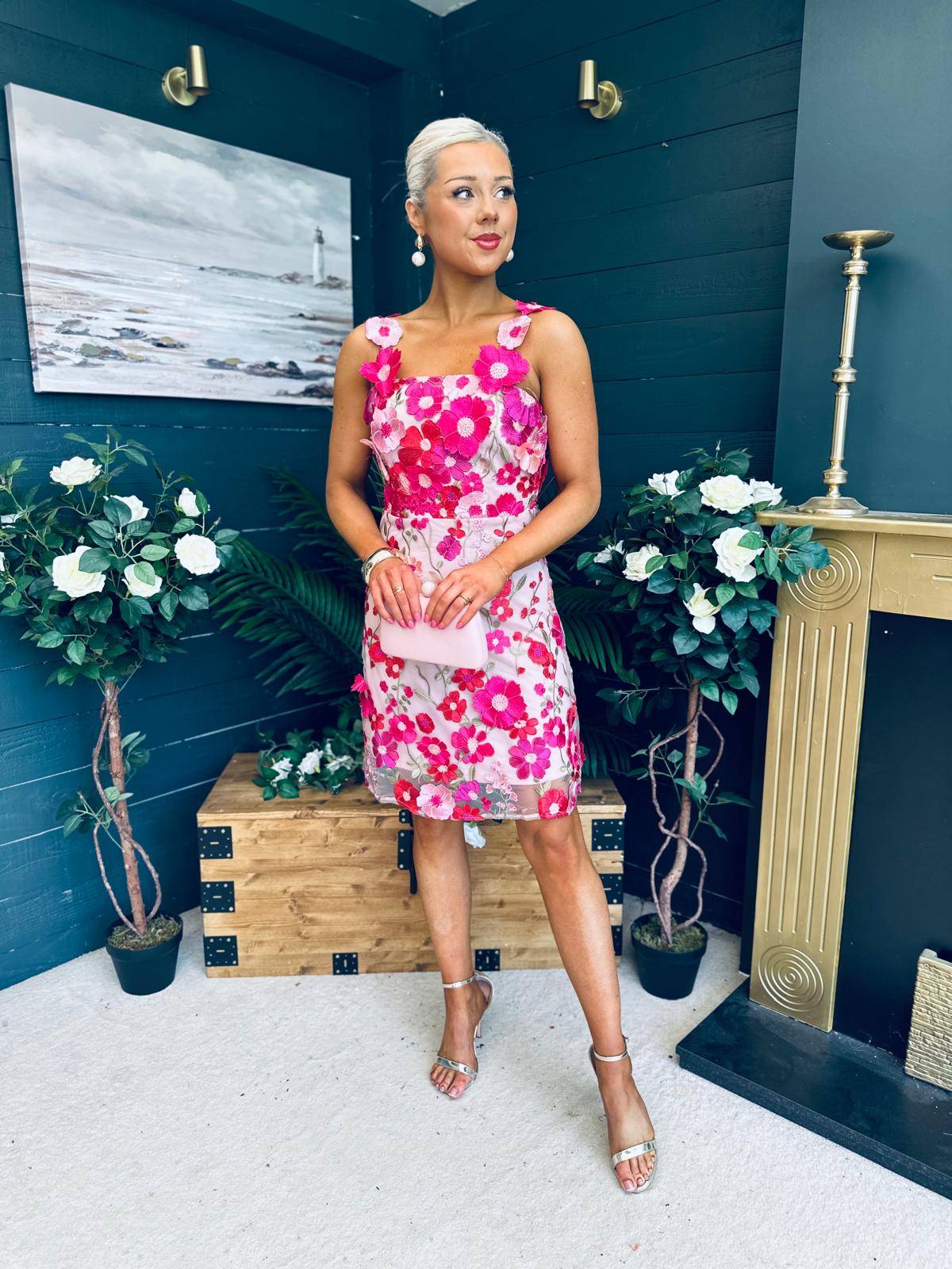 Hayley Embellished Occasion Mini Dress Pink