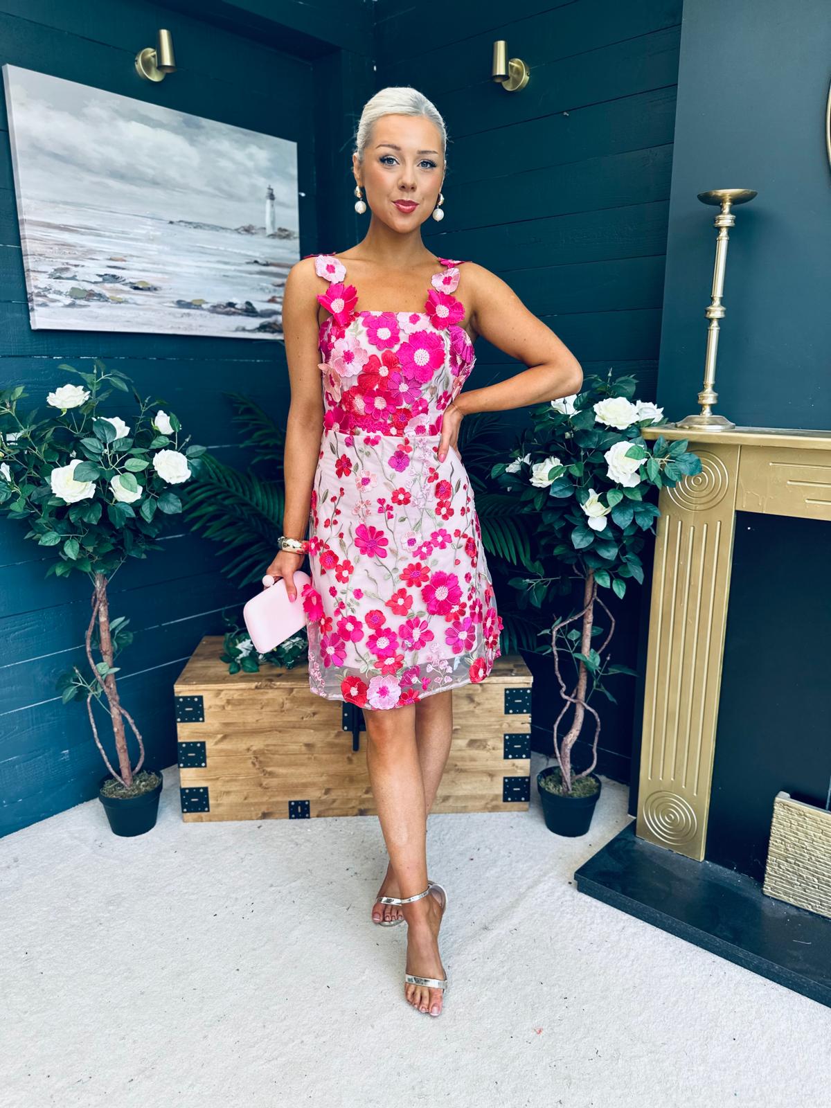 Hayley Embellished Occasion Mini Dress Pink