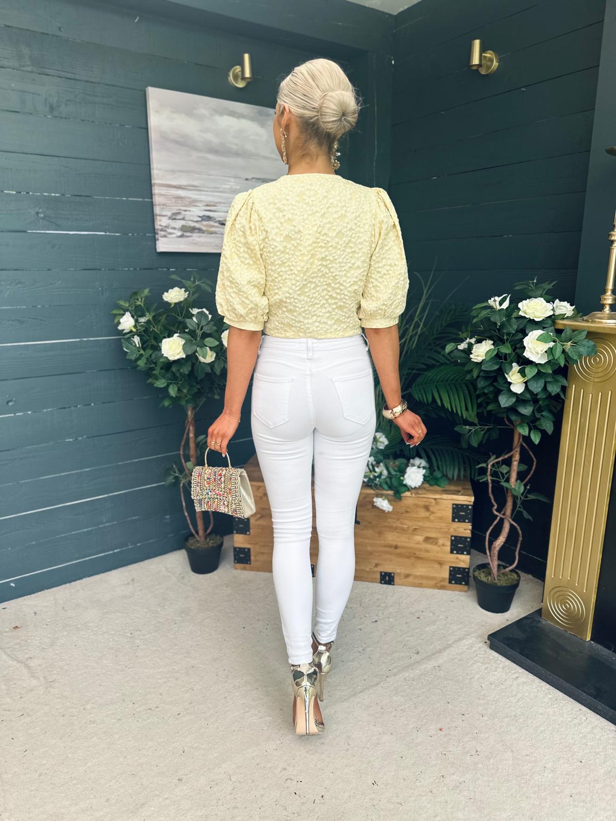 Yvette Detailed Crop Top Yellow