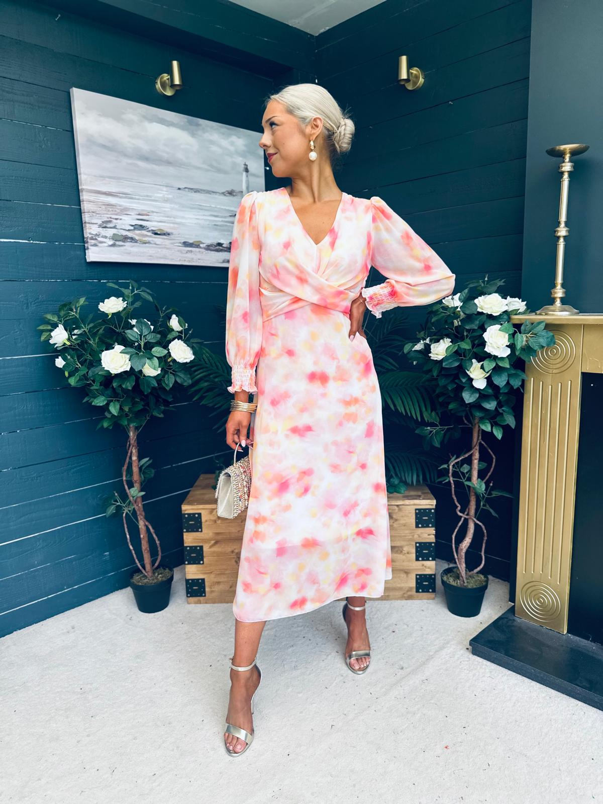 Dawn Twist Detail Midi Dress Blush