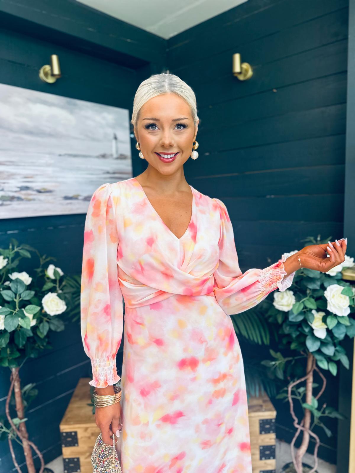Dawn Twist Detail Midi Dress Blush