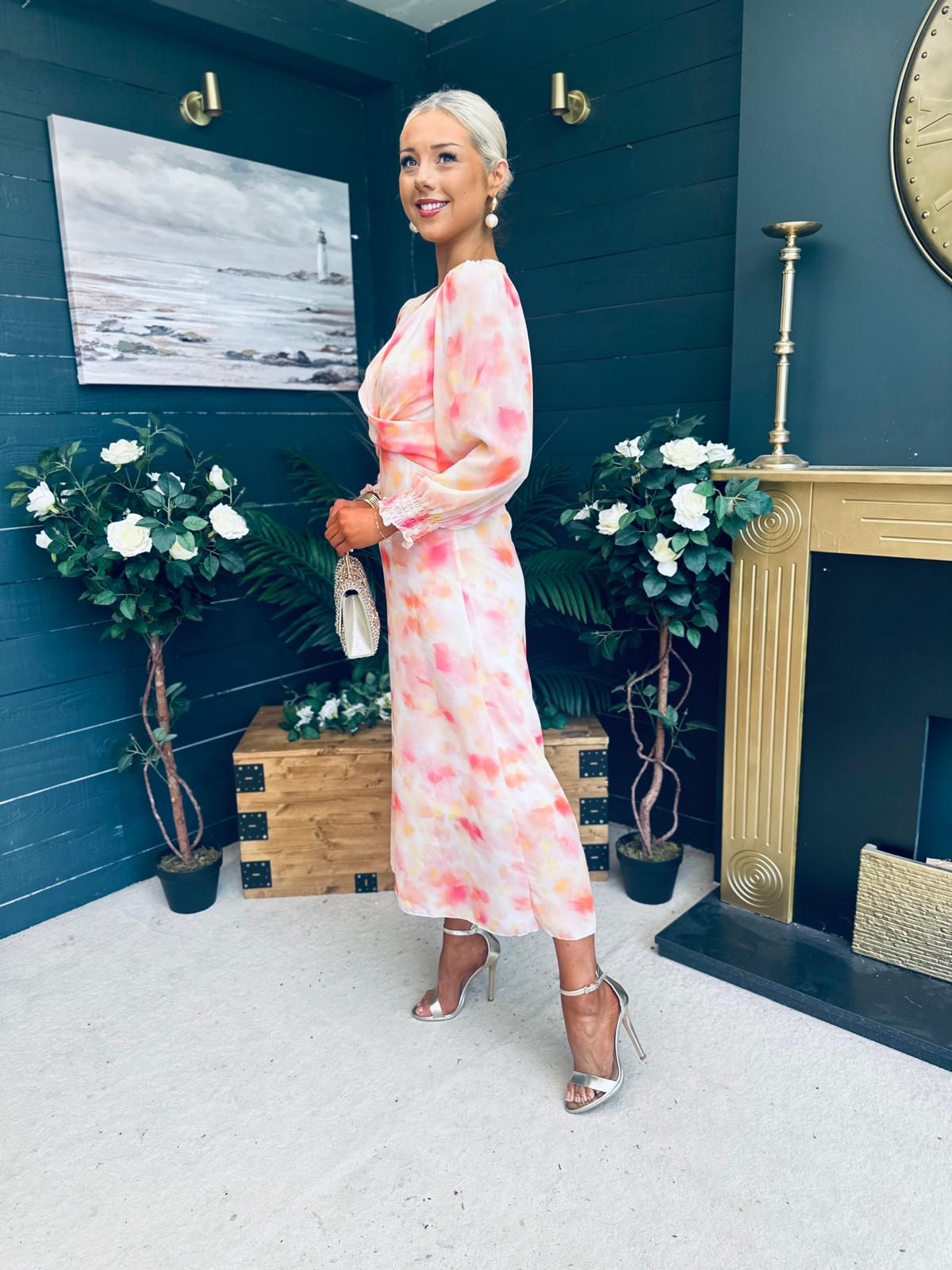 Dawn Twist Detail Midi Dress Blush