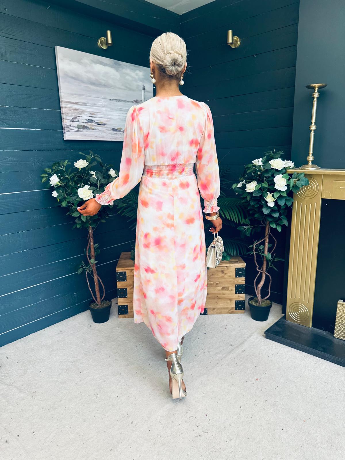 Dawn Twist Detail Midi Dress Blush