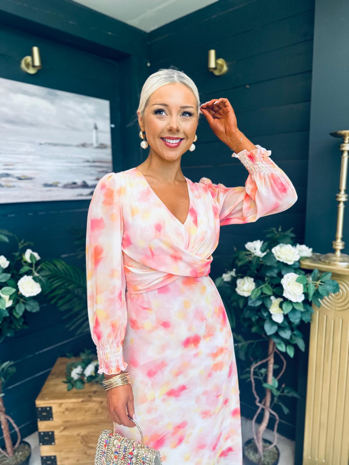 Dawn Twist Detail Midi Dress Blush