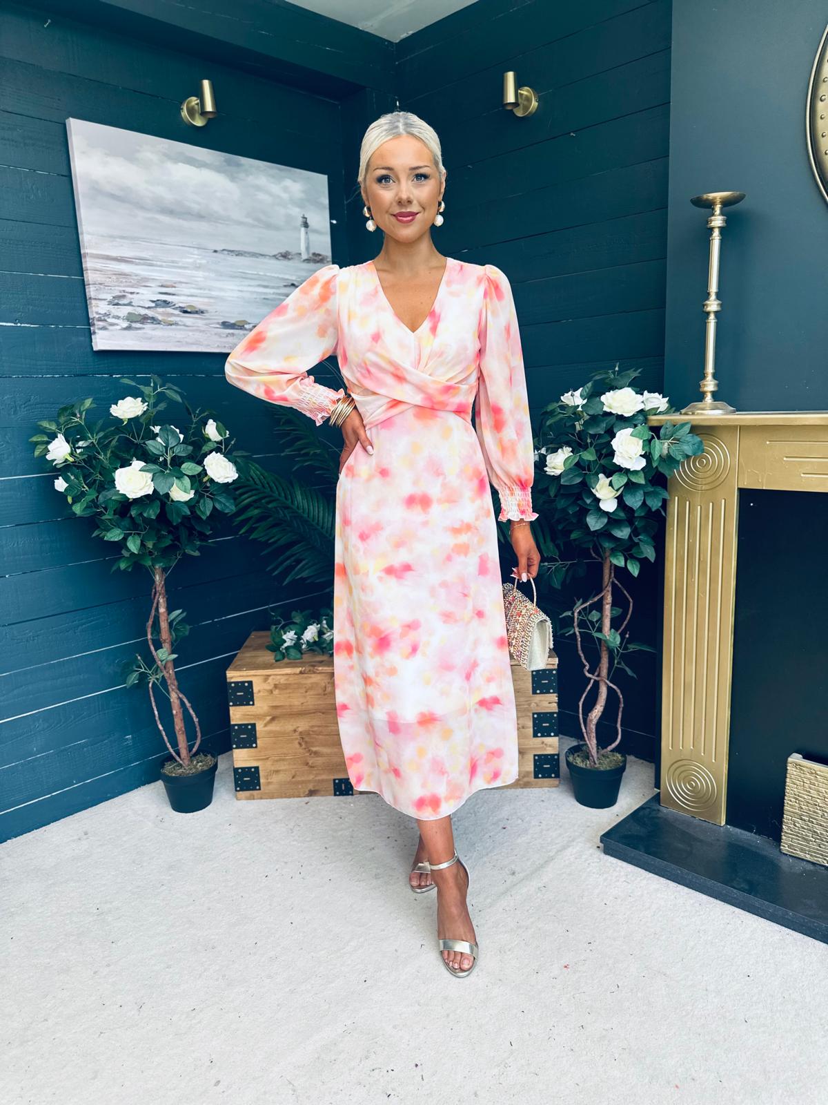 Dawn Twist Detail Midi Dress Blush