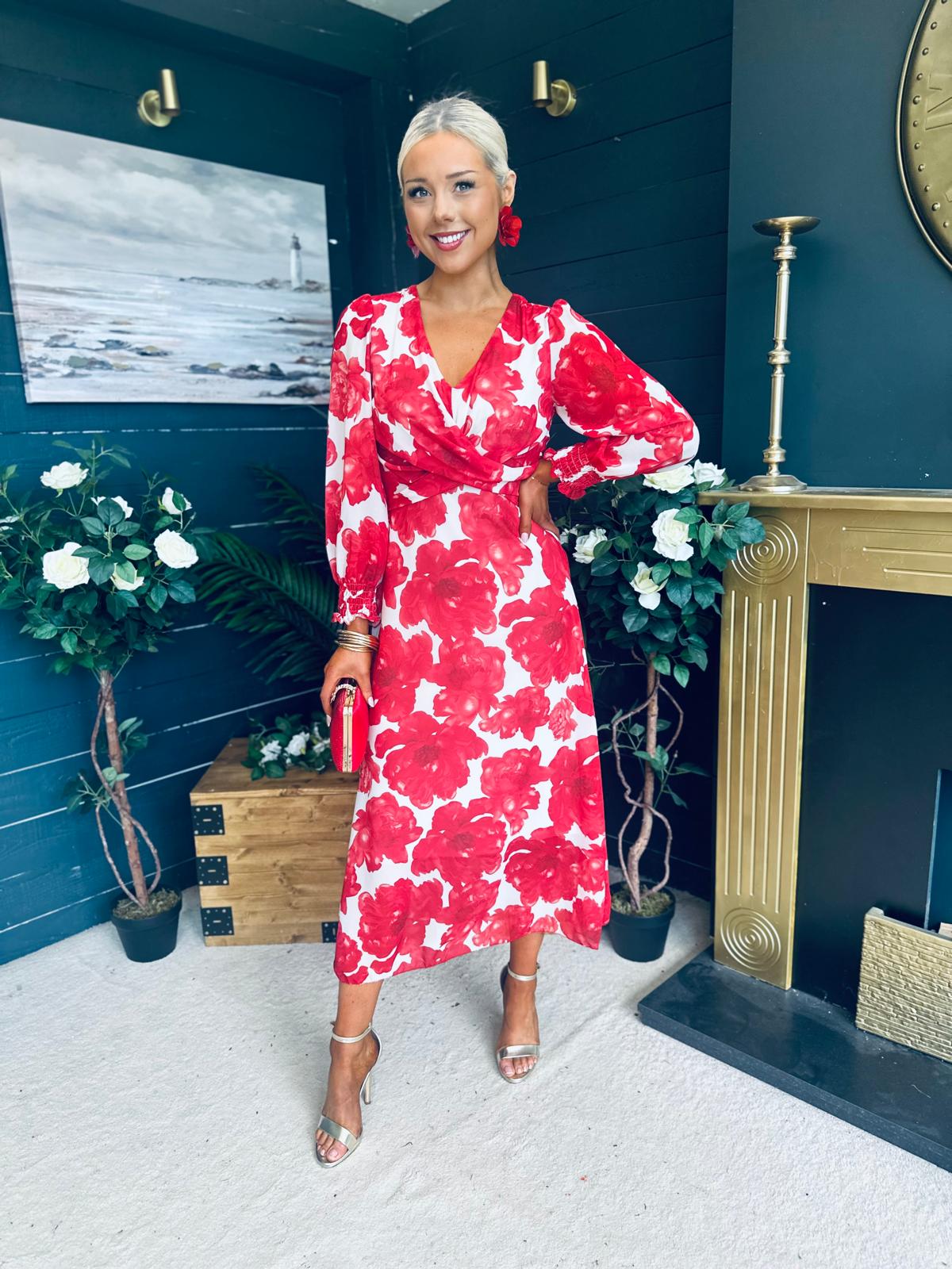 Dawn Twist Detail Midi Dress Rouge