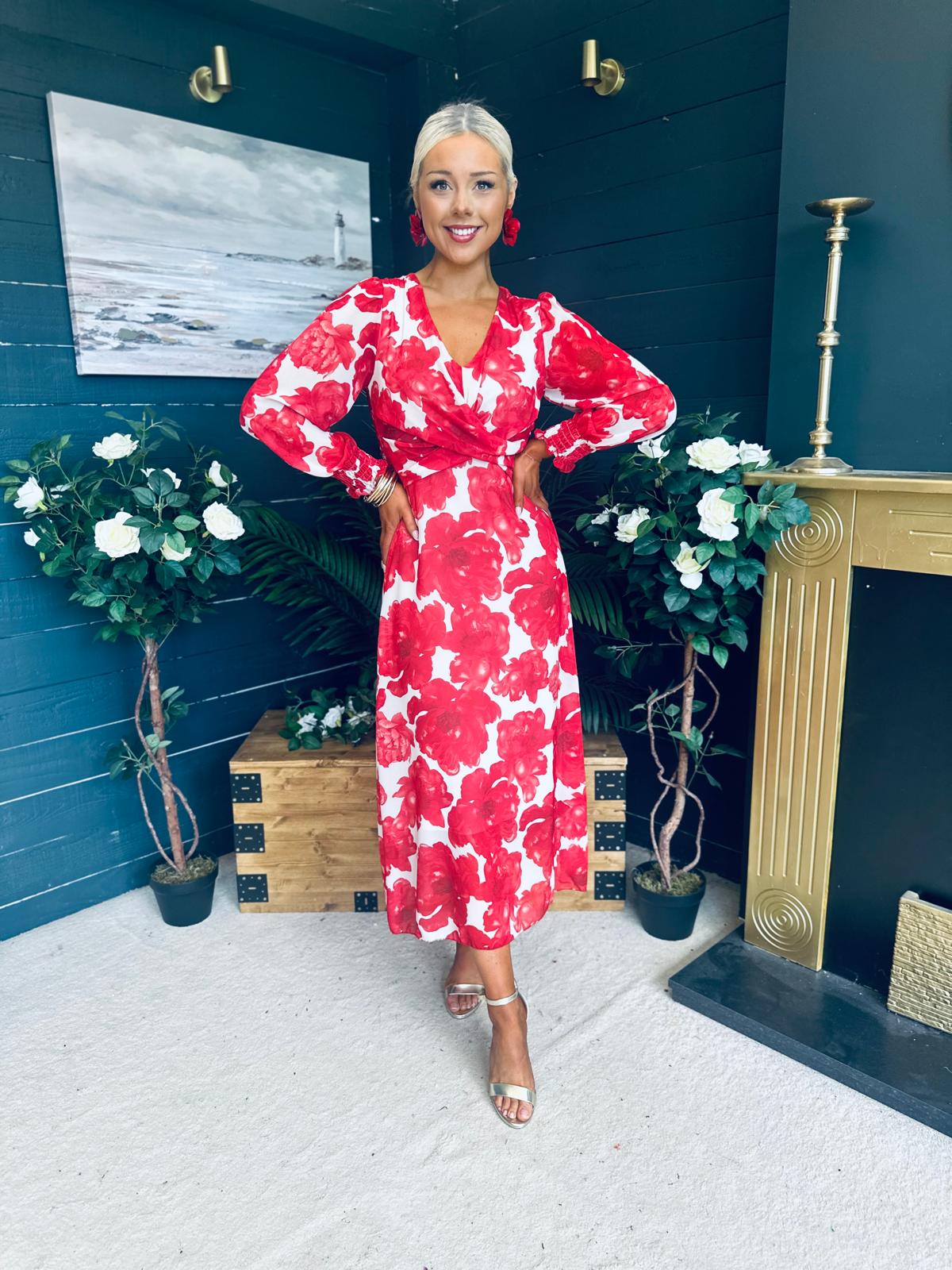 Dawn Twist Detail Midi Dress Rouge