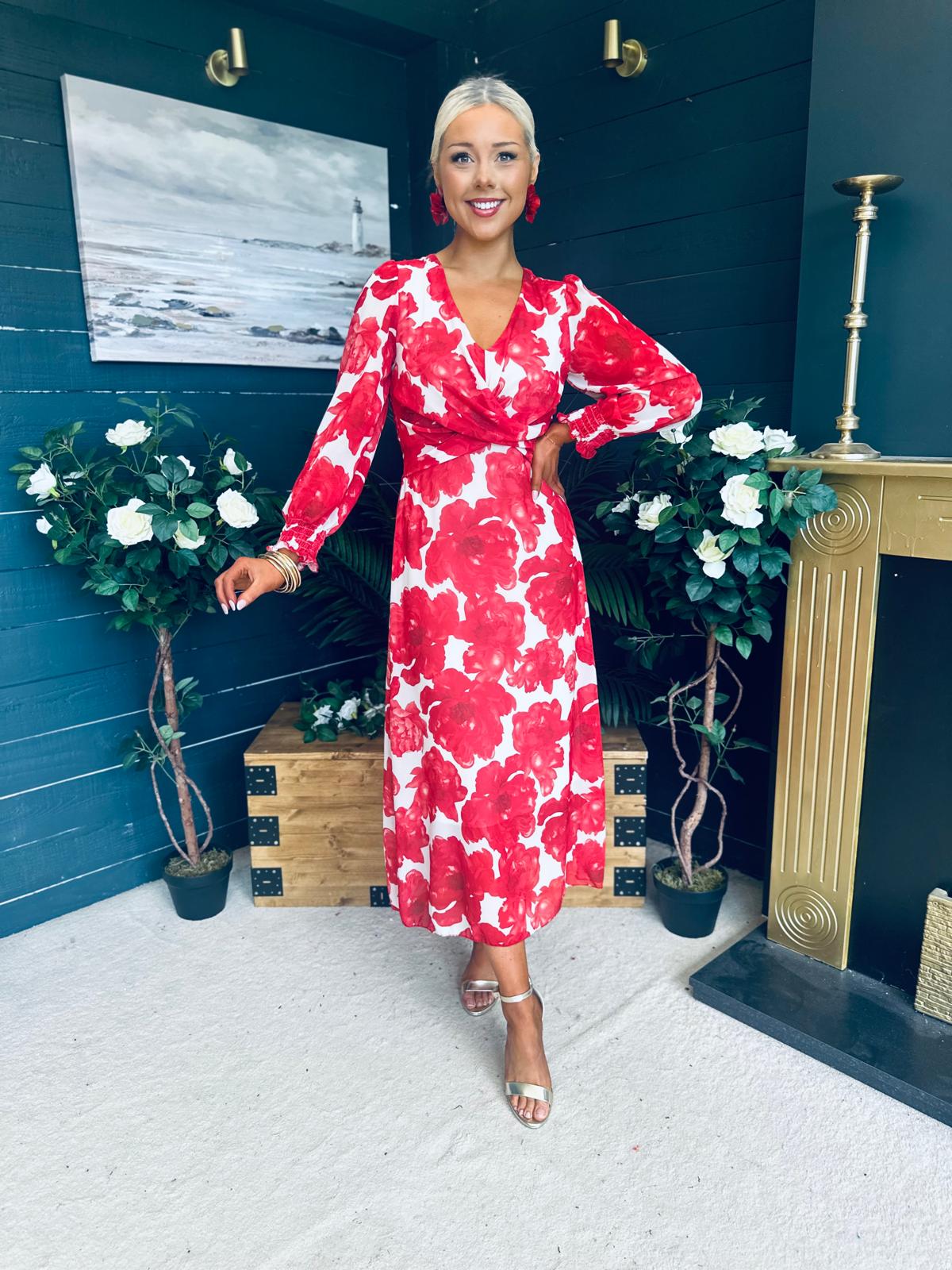 Dawn Twist Detail Midi Dress Rouge